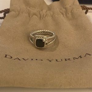 David Yurman Petite Albion Ring - Black Onyx and Diamonds SIZE 7 missing stone